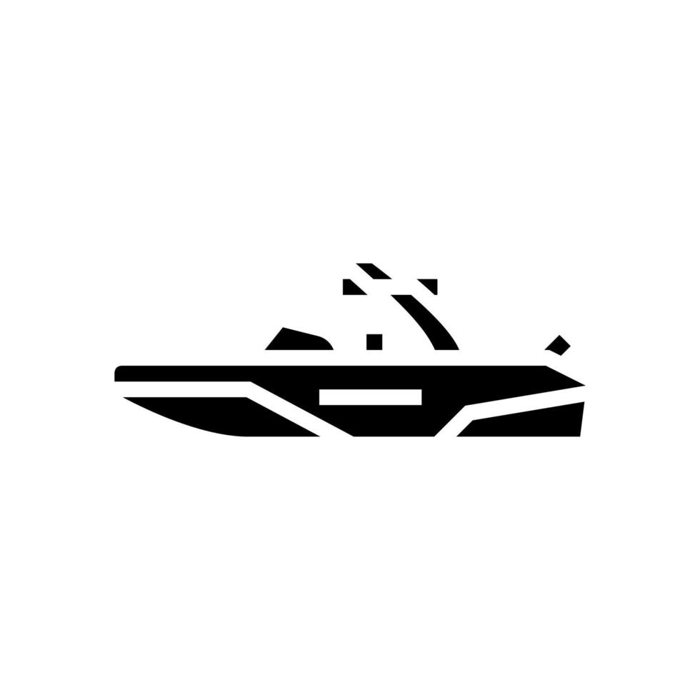 wakeboard esquí barco glifo icono vector ilustración