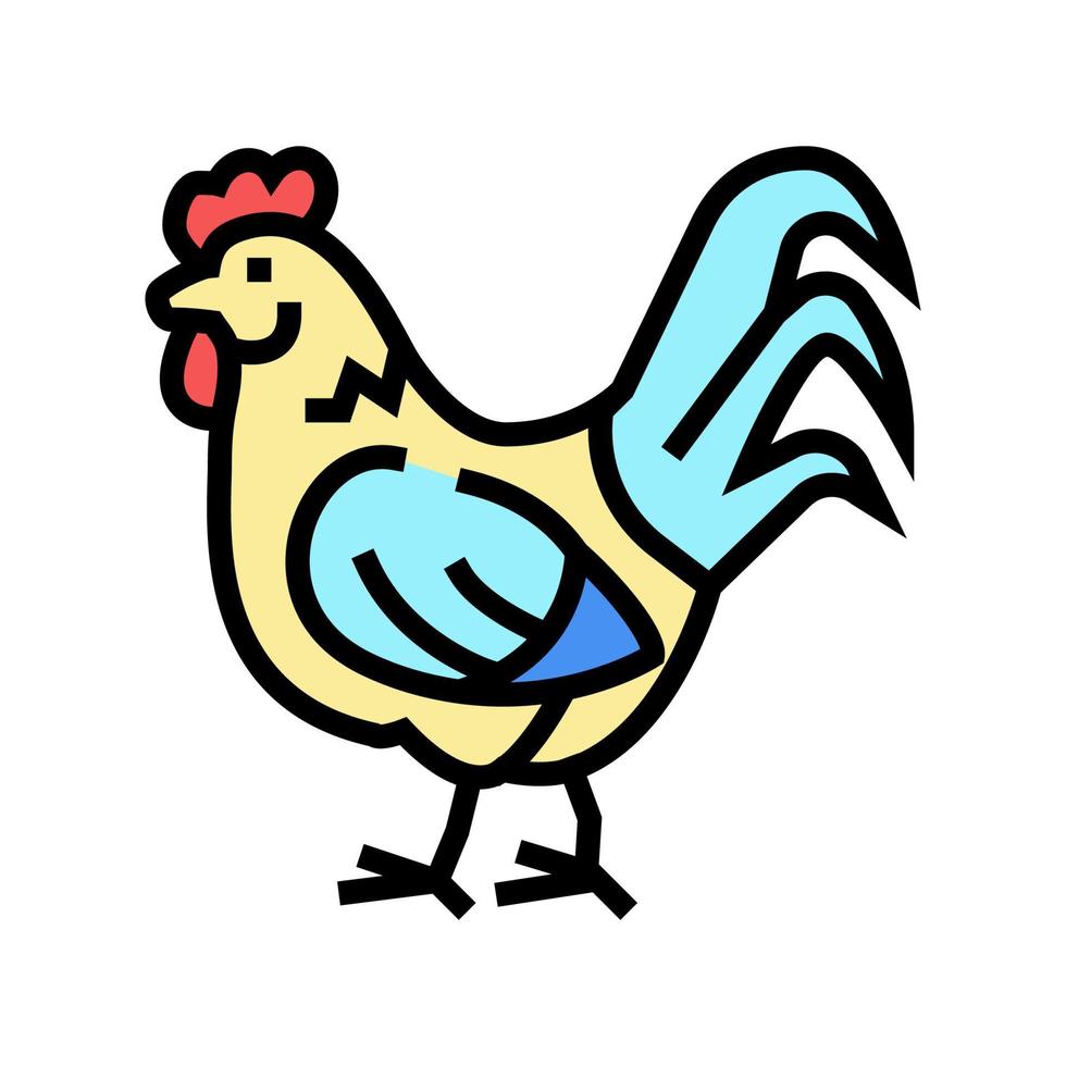 Ilustración de vector de icono de color de pájaro doméstico de gallo