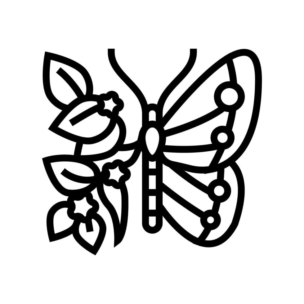 mariposa boho línea icono vector ilustración