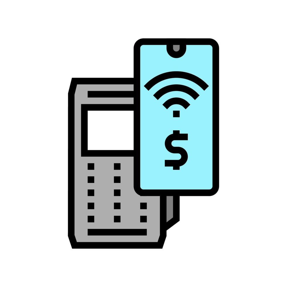 smartphone pago sin contacto pos terminal color icono vector ilustración