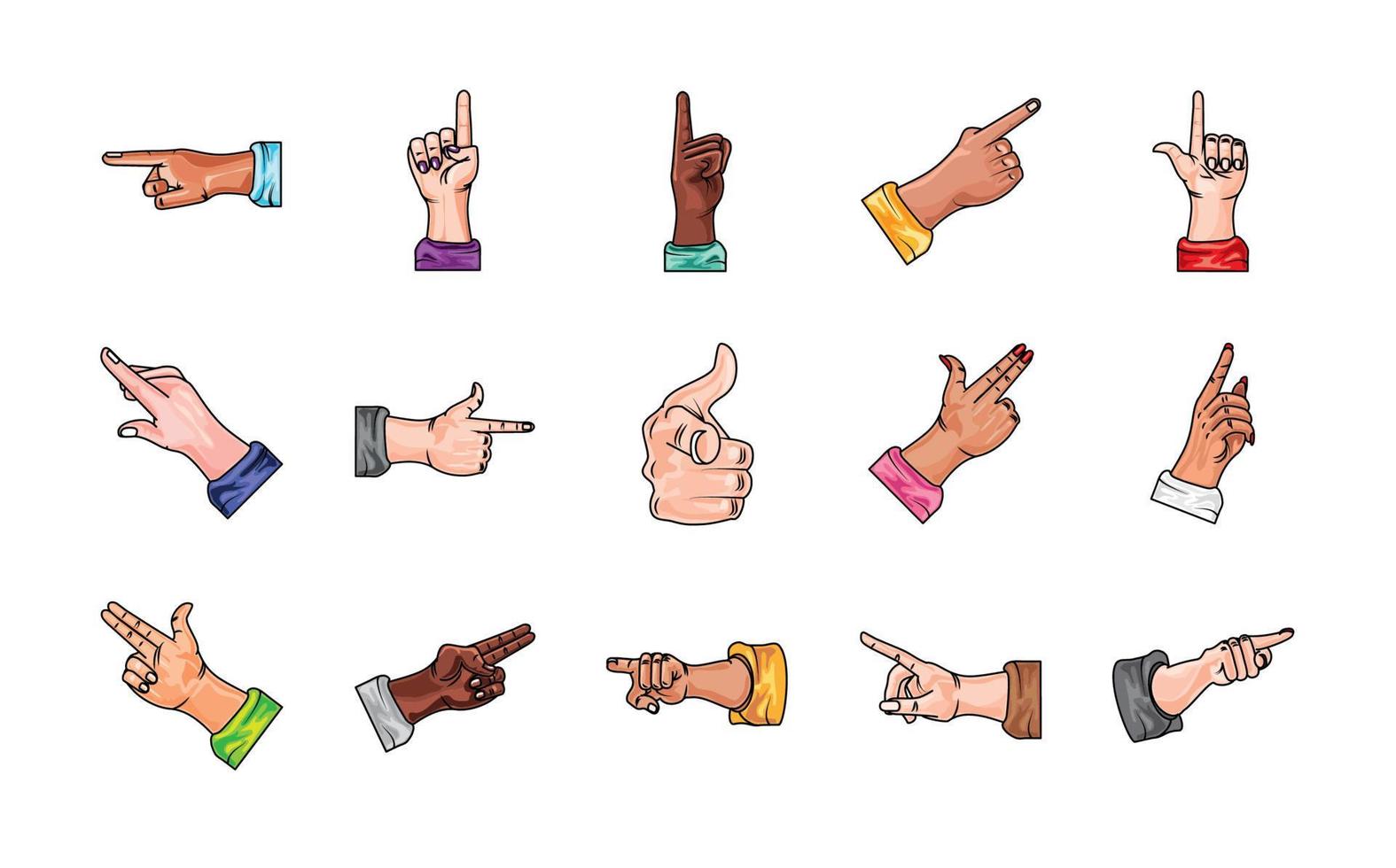 set of hands pointing vector
