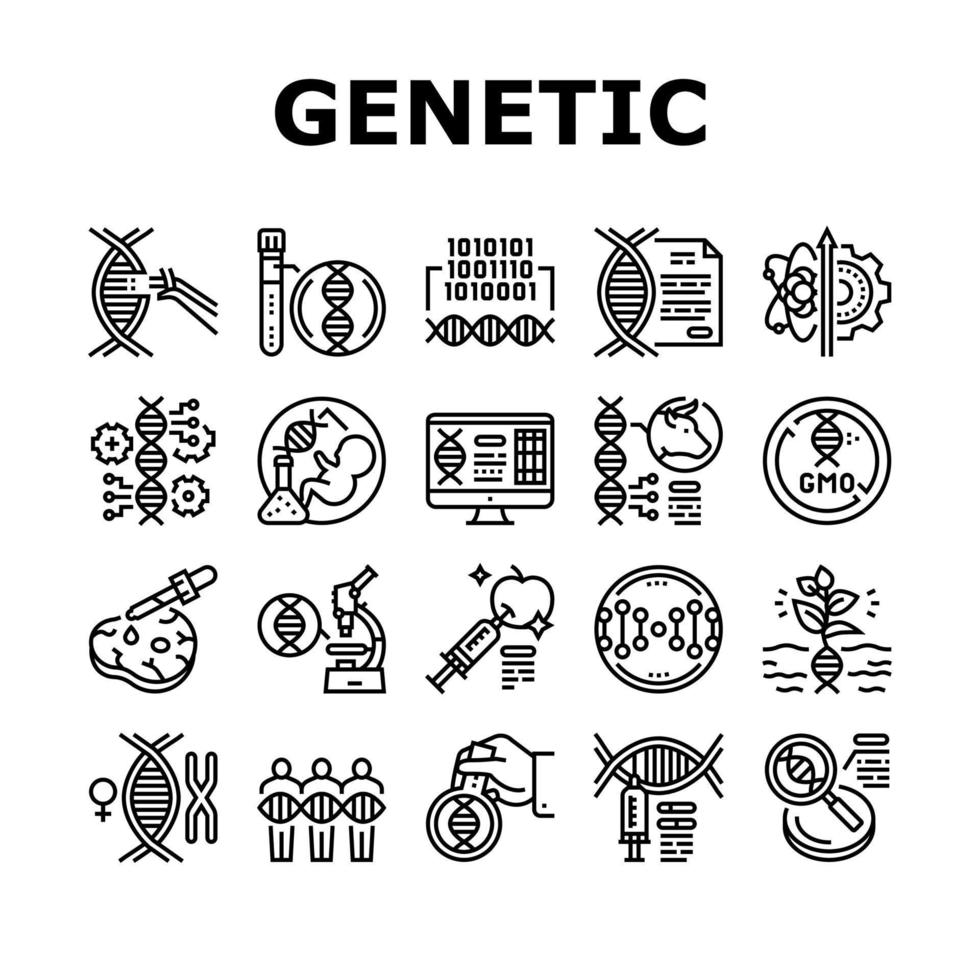 Genetic Engineering Collection Icons Set Vector Illustration