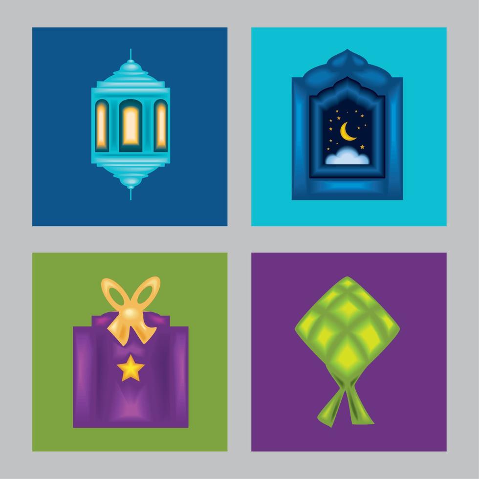 set of eid mubarak vector