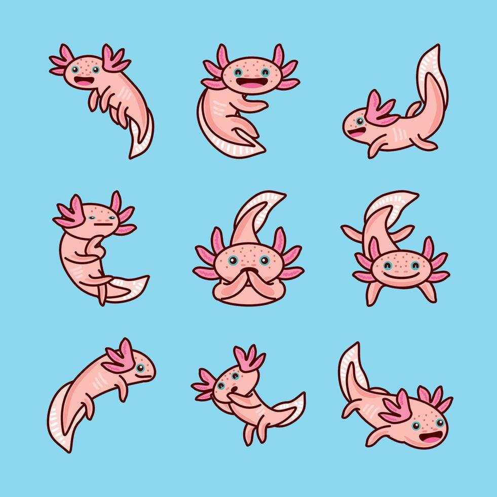 icons cute axolotl vector
