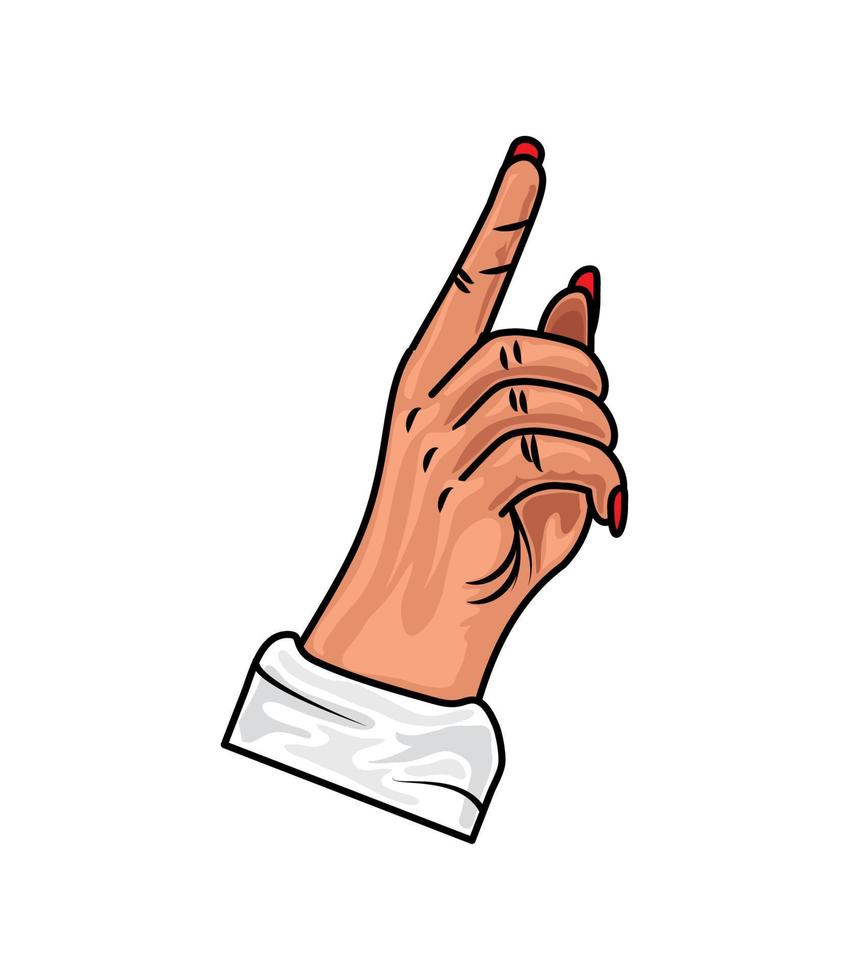 female hand pointing up vector