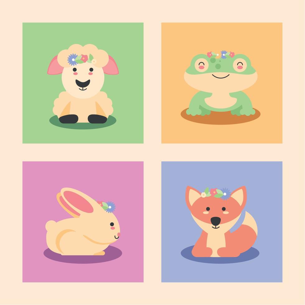 animales lindos de primavera vector