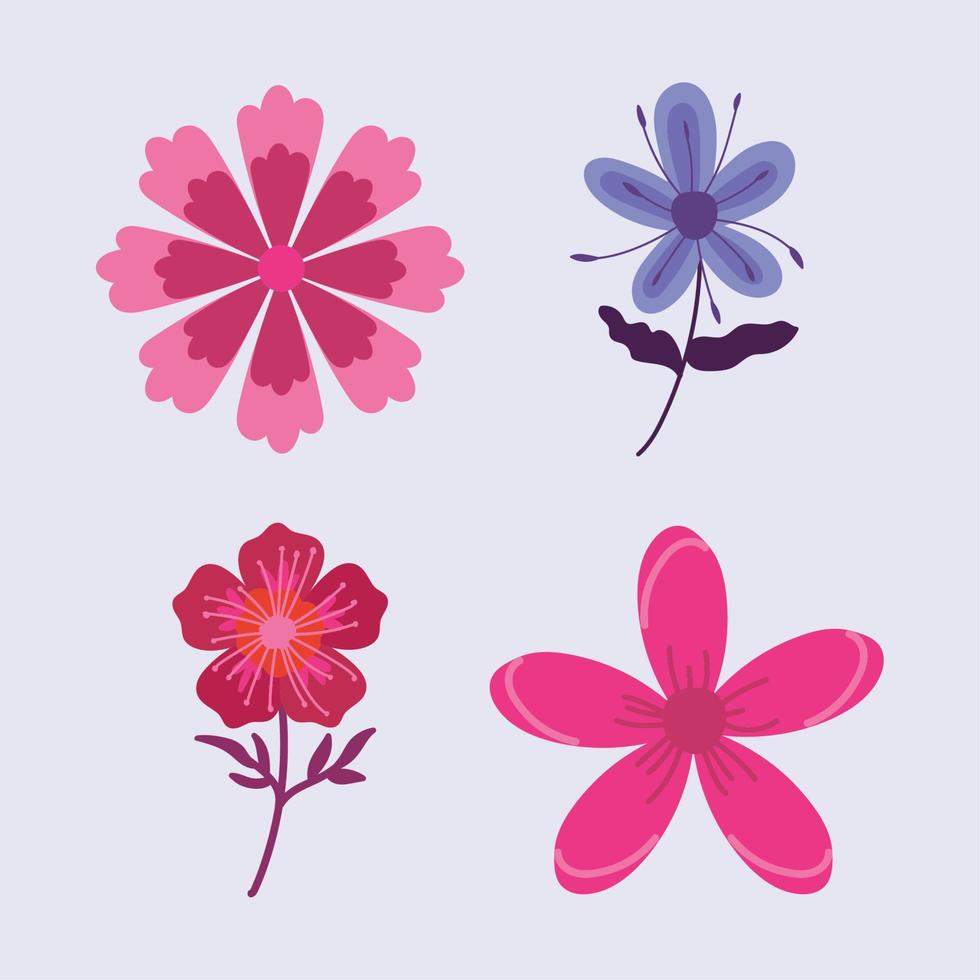 lindo conjunto de flores vector