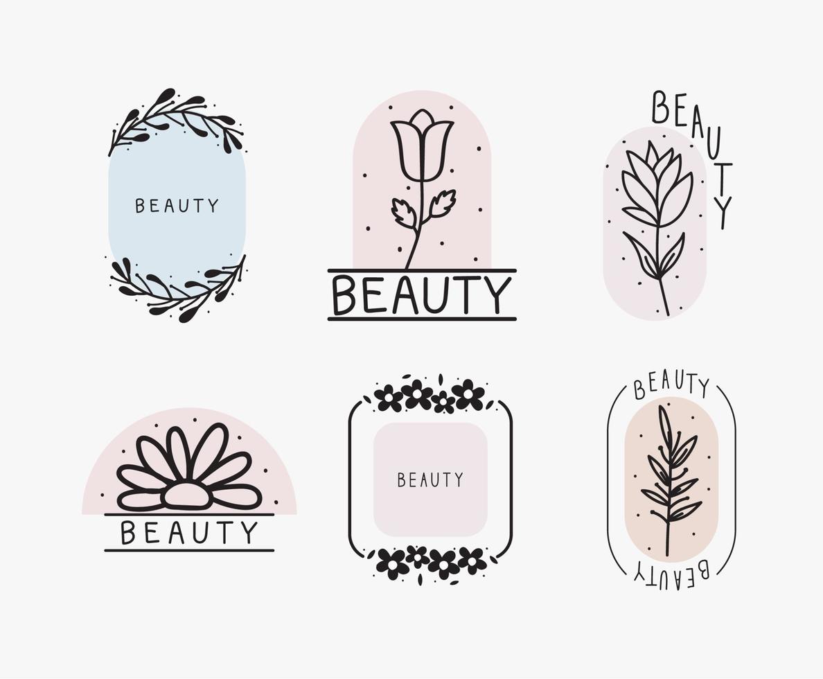 beauty labels flowers vector