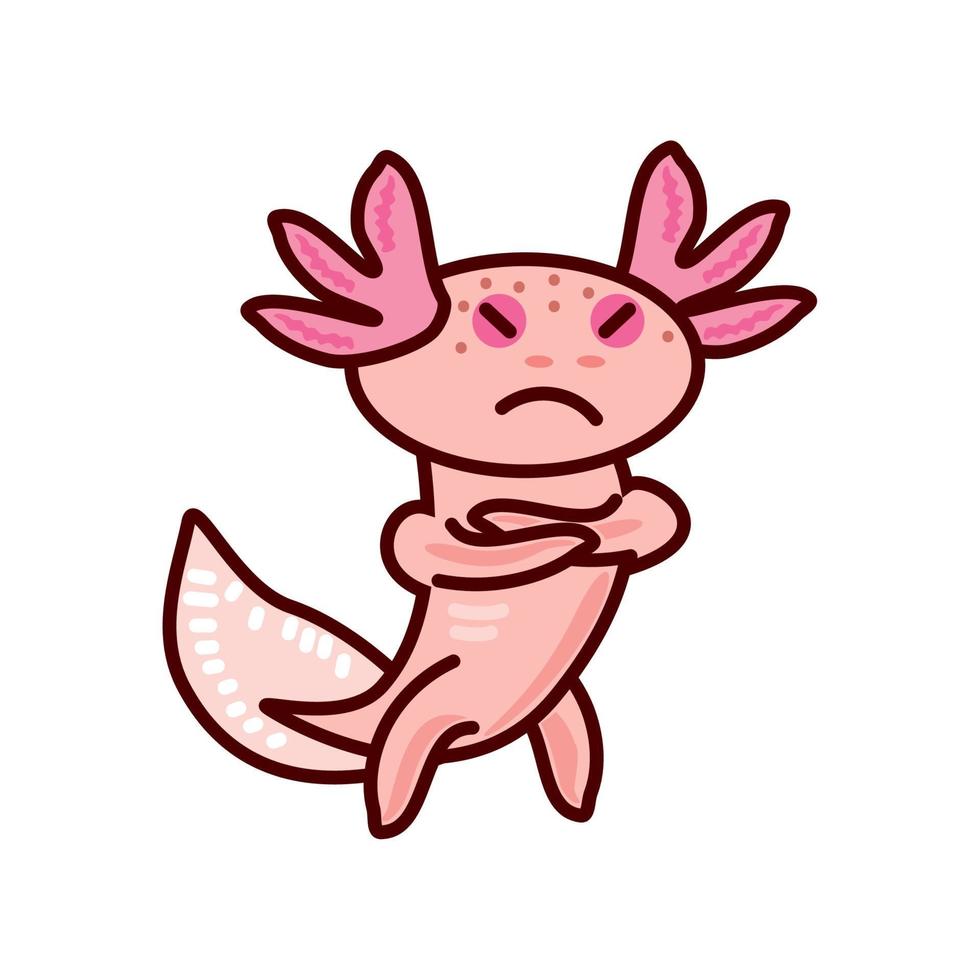 angry cute axolotl vector