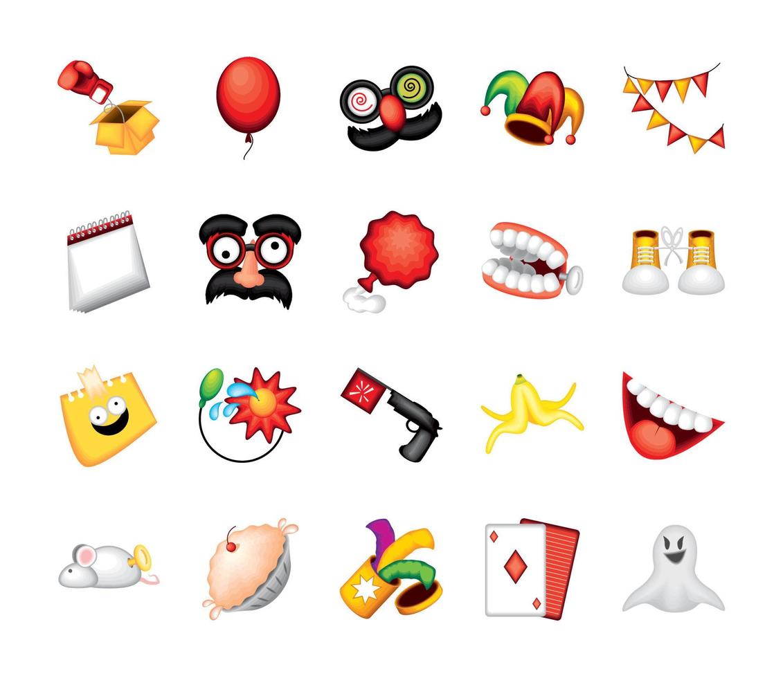 set of fools day, flat style vector