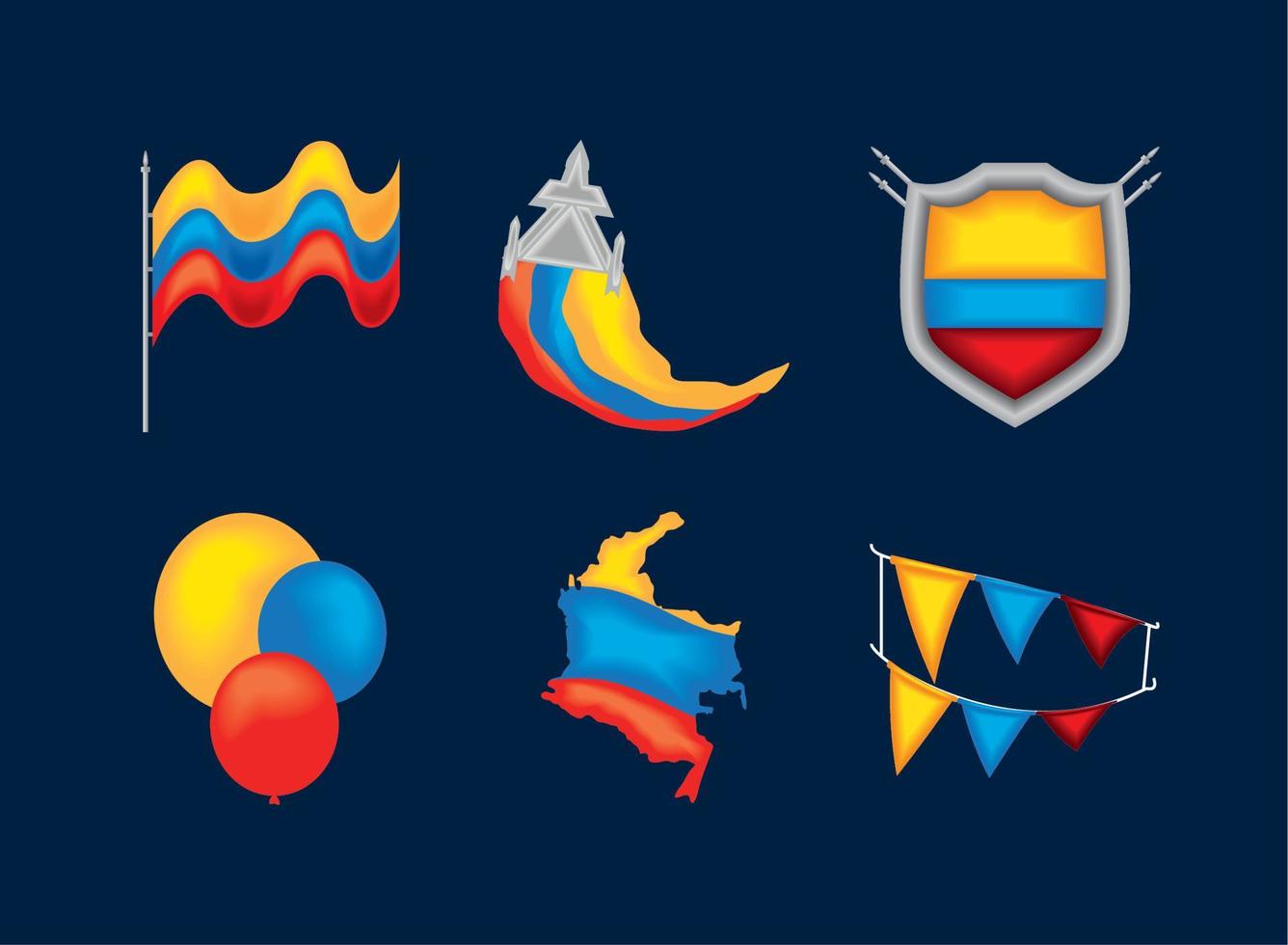 colombia flags emblem vector