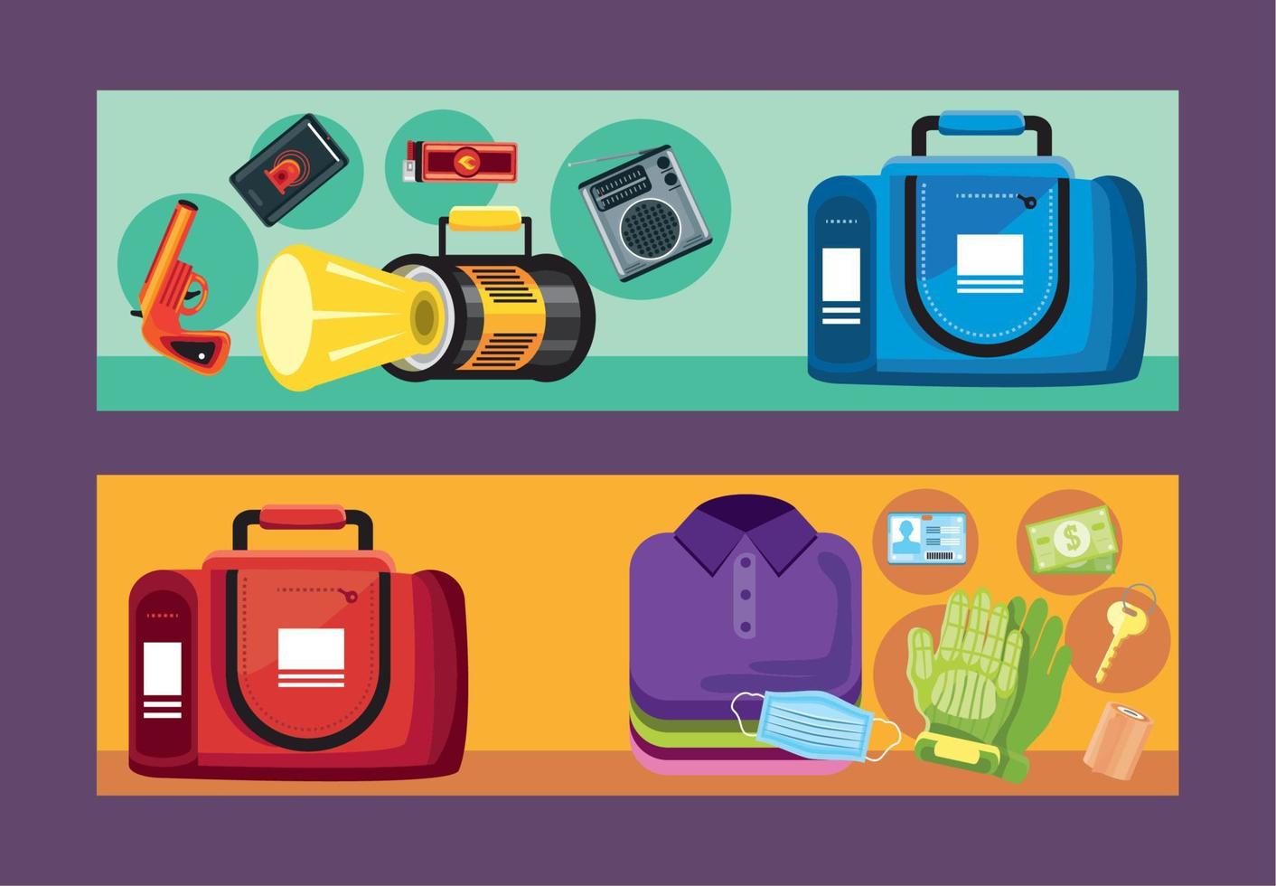 emergency kit banners vector