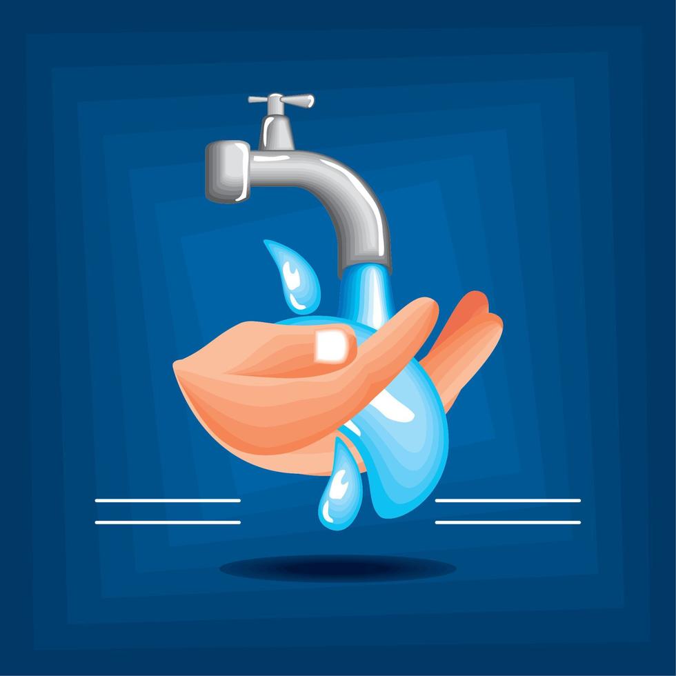 faucet pouring water vector