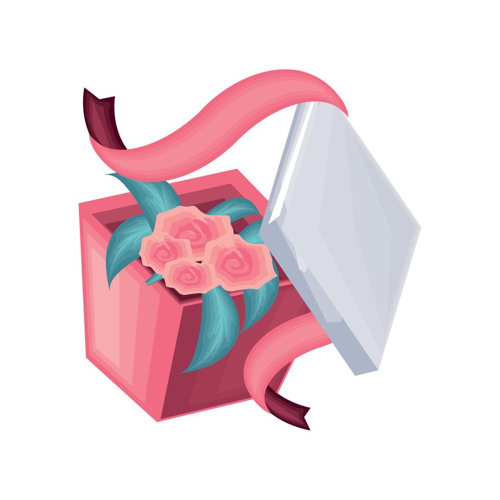 gift with flowers vector
