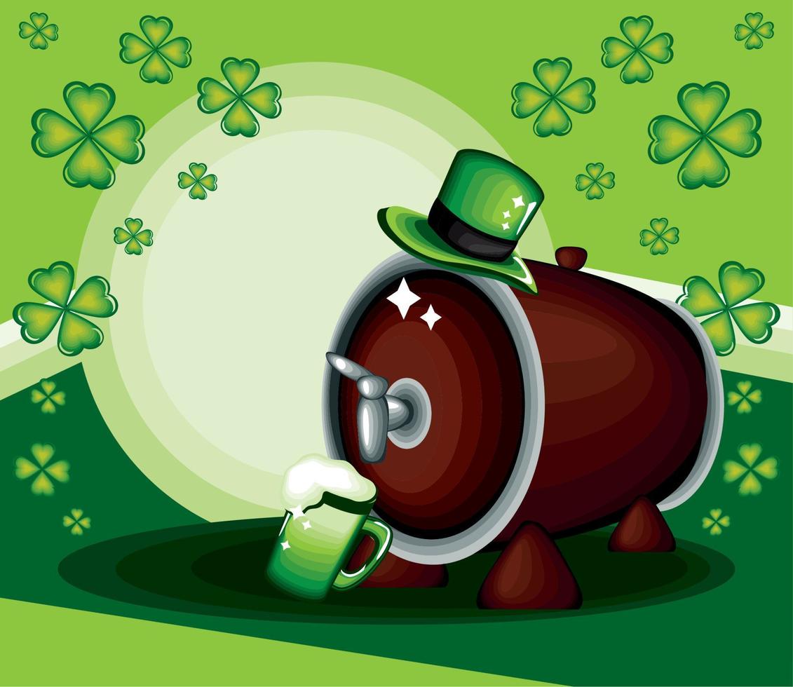st patricks day beer and hat vector