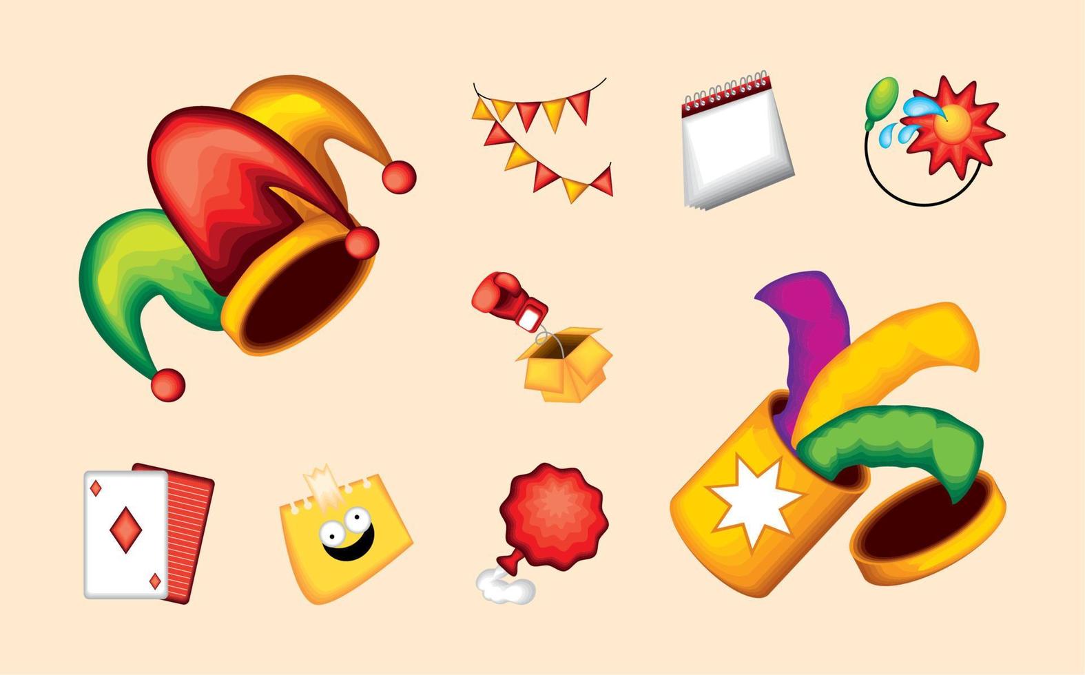 fools day pranks icons vector