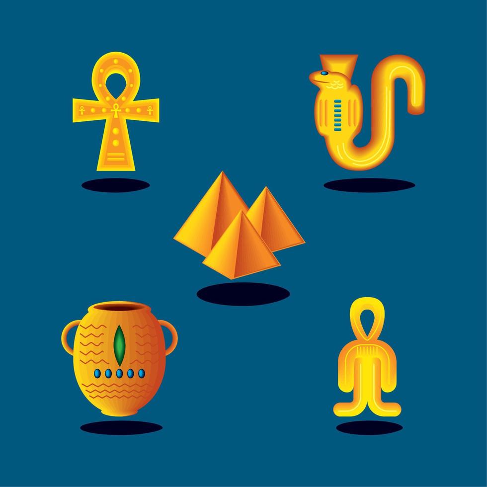 colección de iconos egipto vector