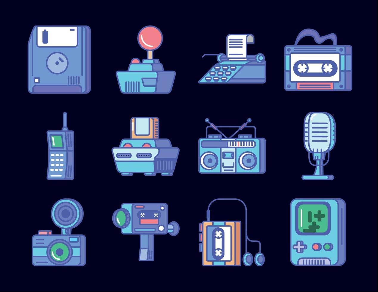 retro tech gadgets vector