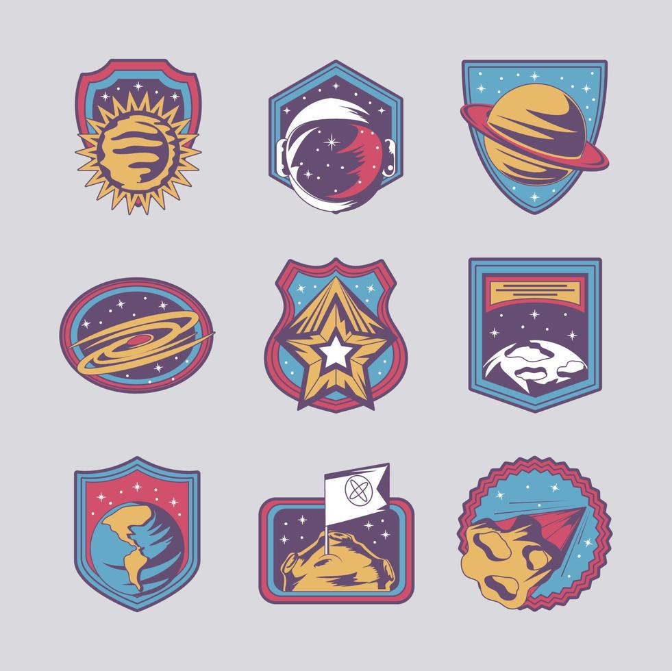 space badges retro vector