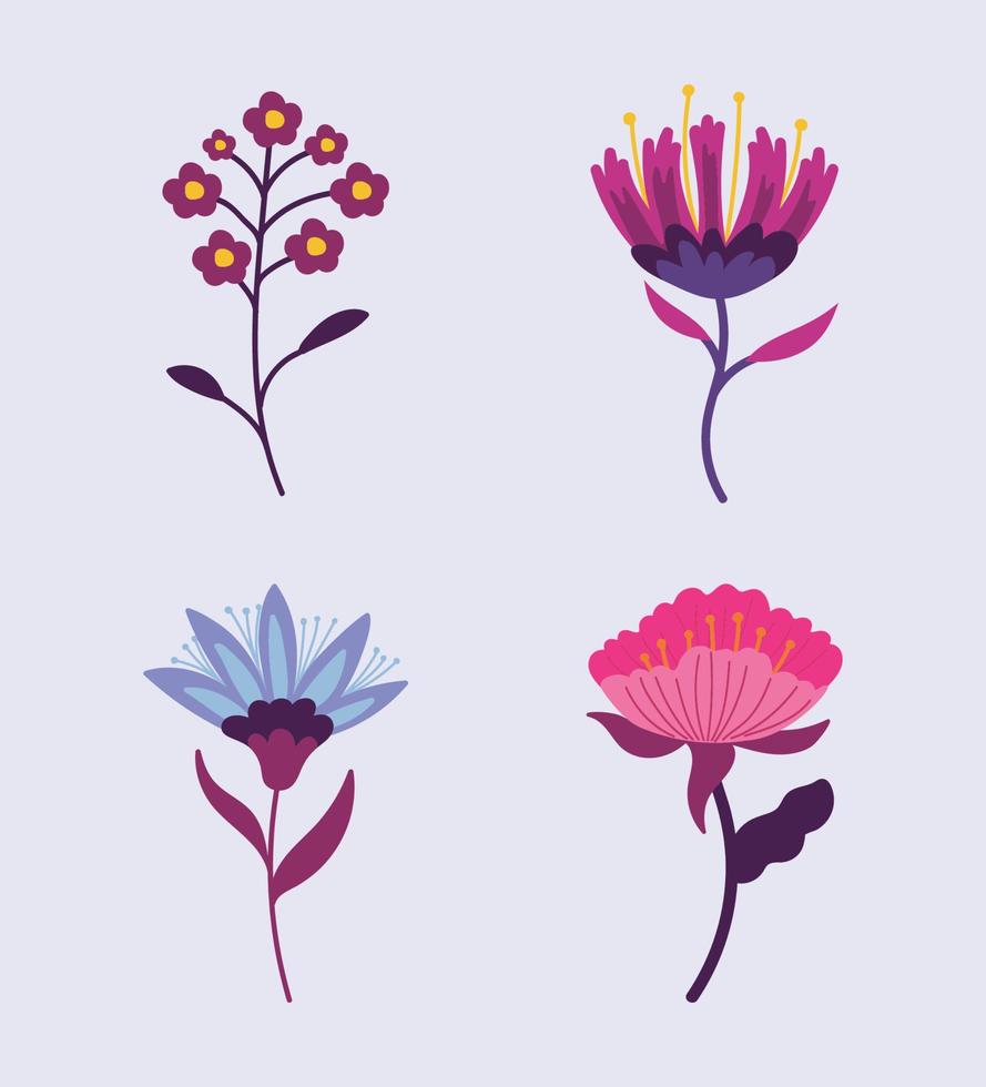 conjunto de iconos de flores vector