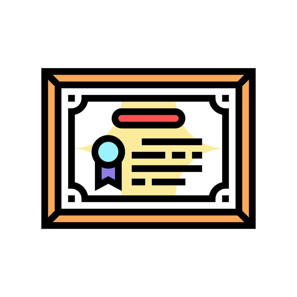 diploma or educational certificate color icon vector illustration