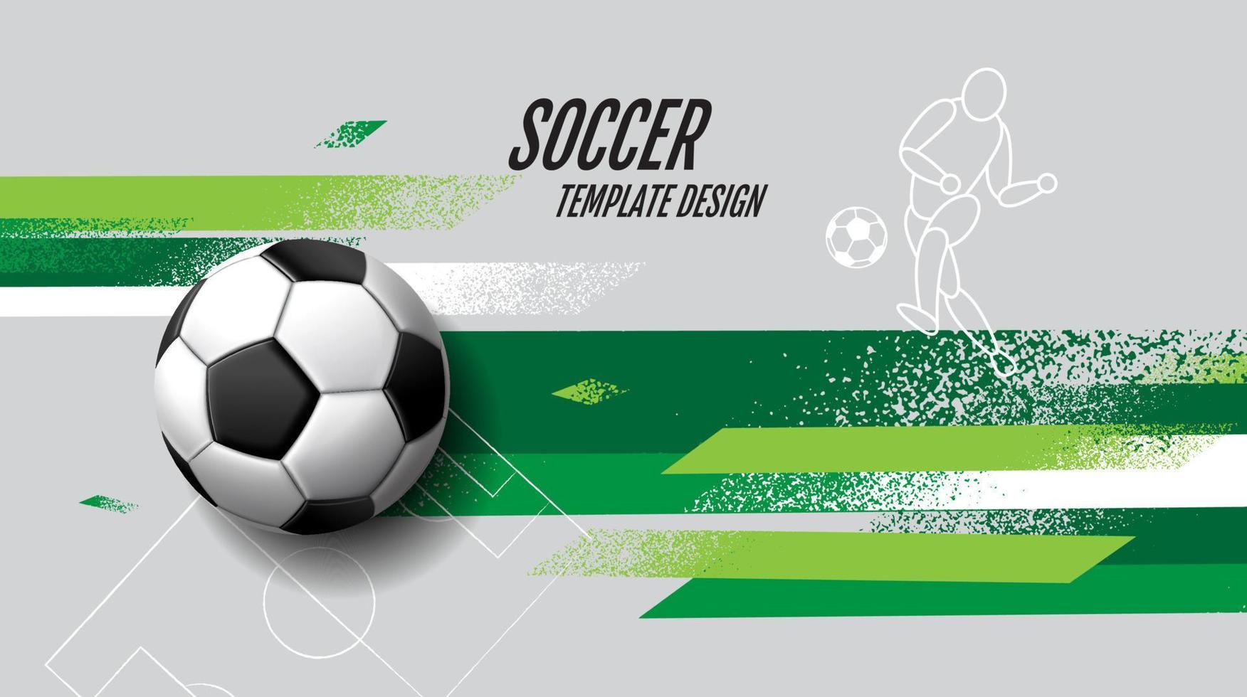 diseño de plantilla de fútbol, banner de fútbol, diseño de diseño deportivo, tema verde, vector