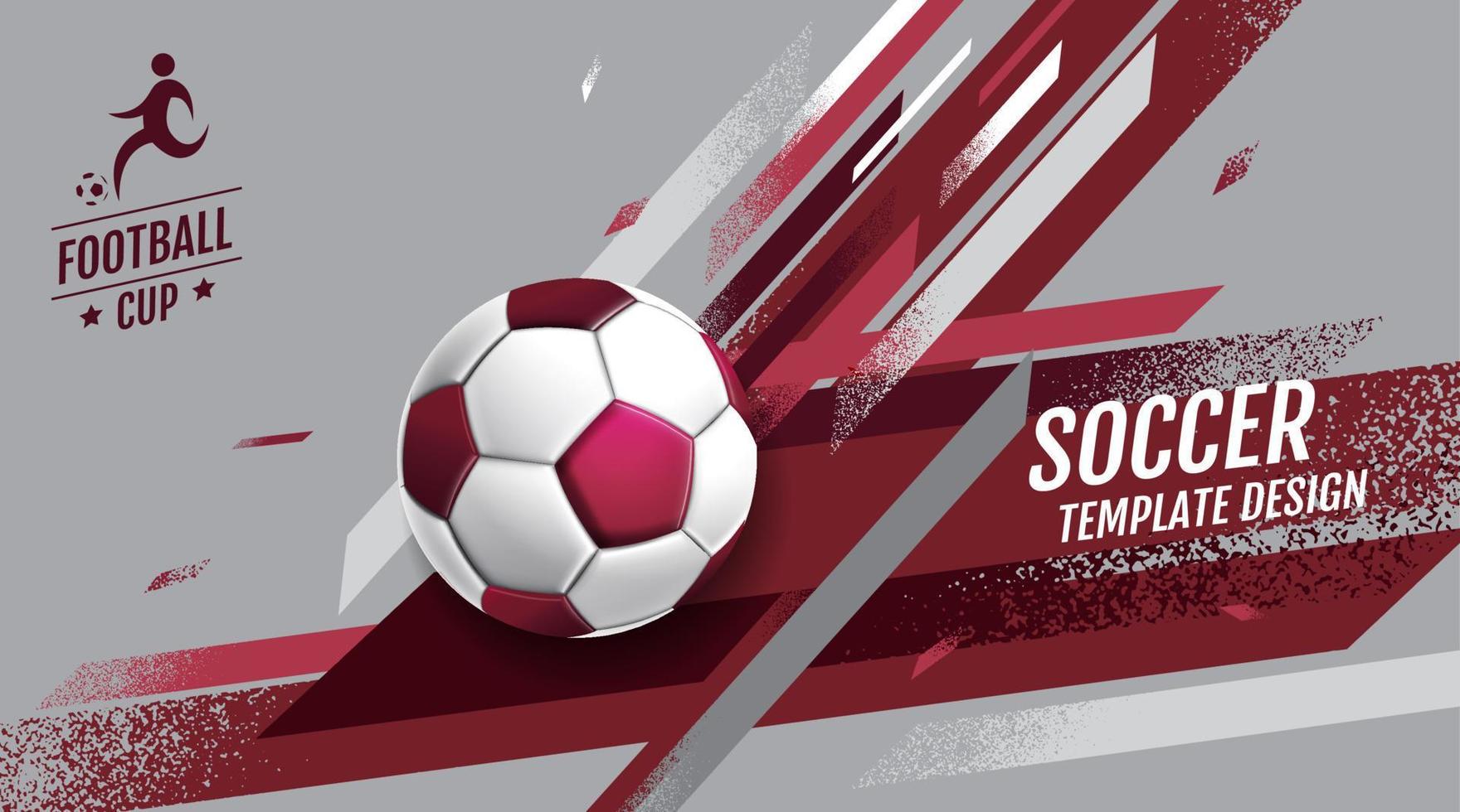 diseño de plantilla de diseño de fútbol, fútbol, tono magenta púrpura, fondo deportivo vector