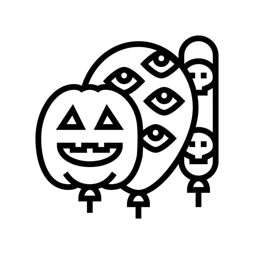fiesta de halloween globos decoración línea icono vector ilustración