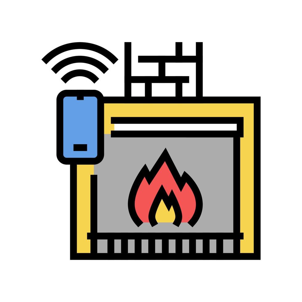 fireplace control system of smart home color icon vector illustration