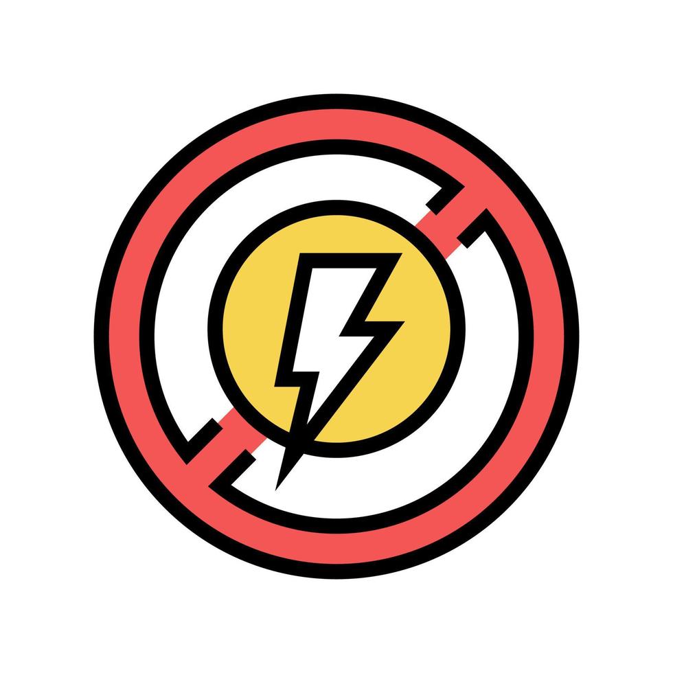 lightning prohibition sign color icon vector illustration