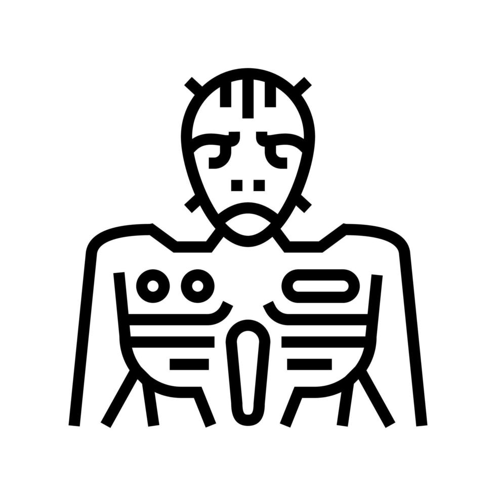 green alien line icon vector illustration