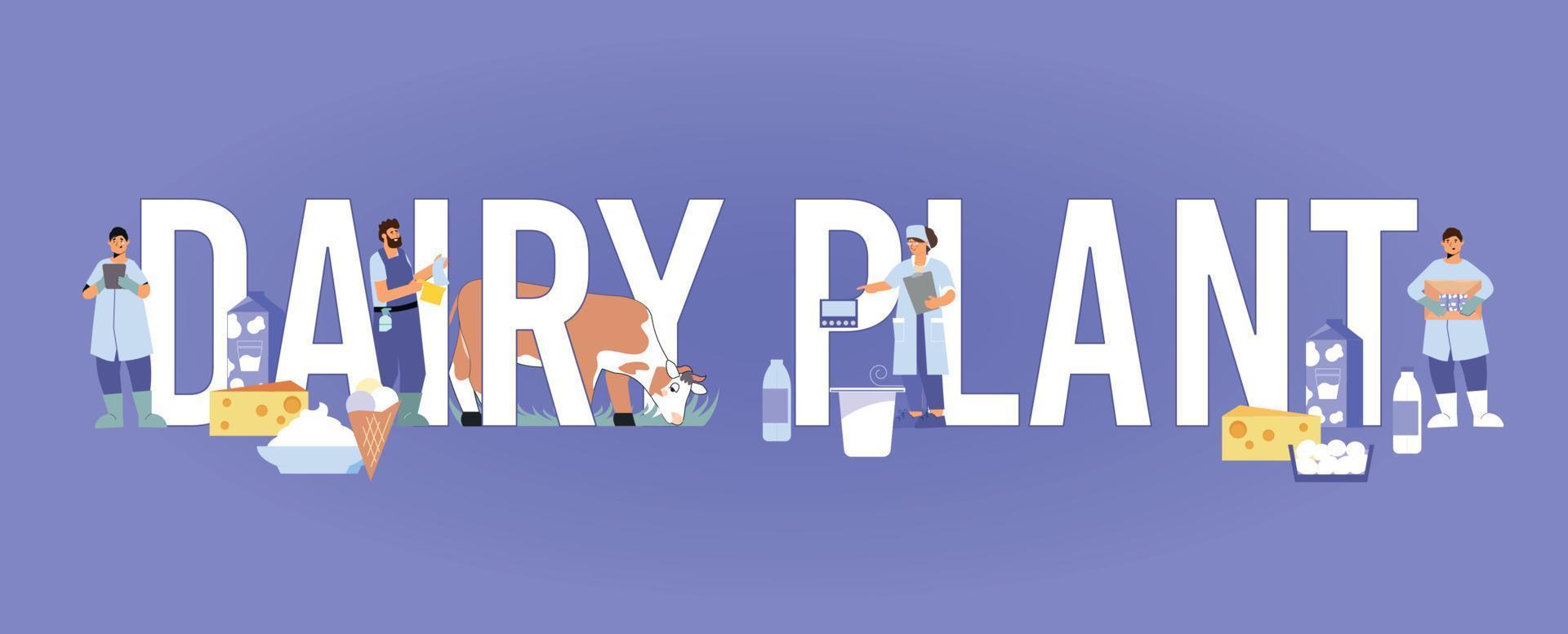 Dairy Plant Text Composition vector