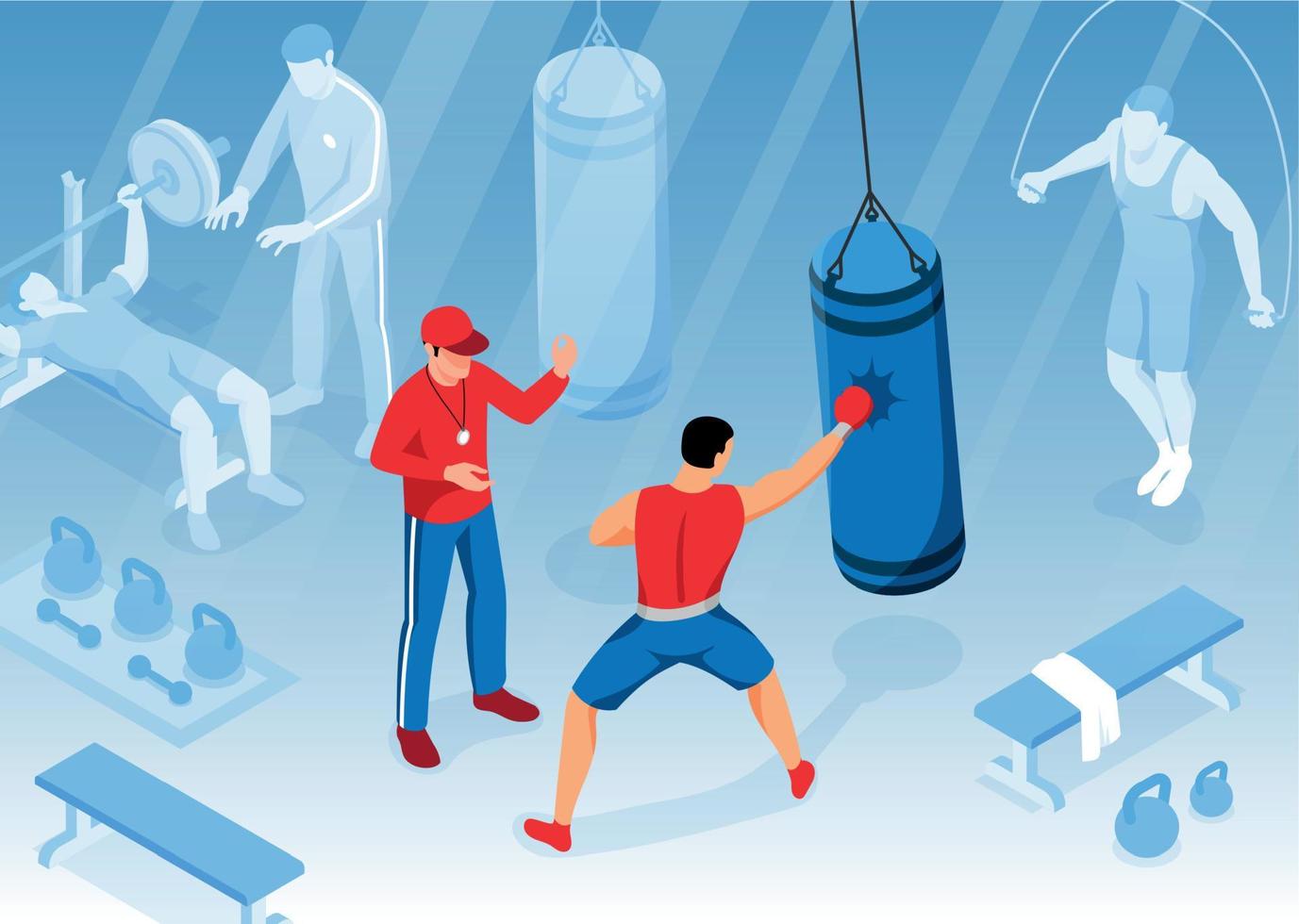 Isometric Boxing Exercise Composition vector