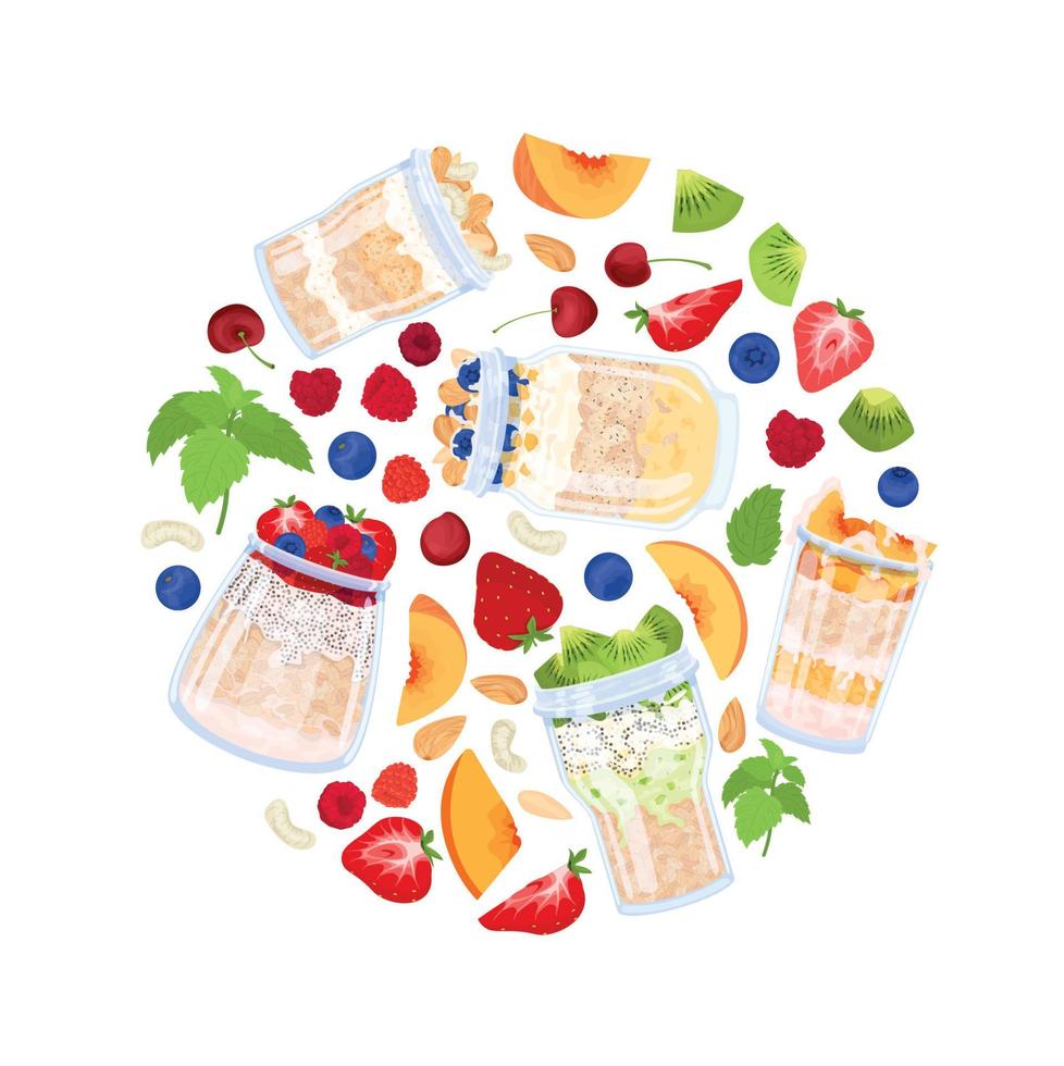 Overnight Oats Round Composition vector