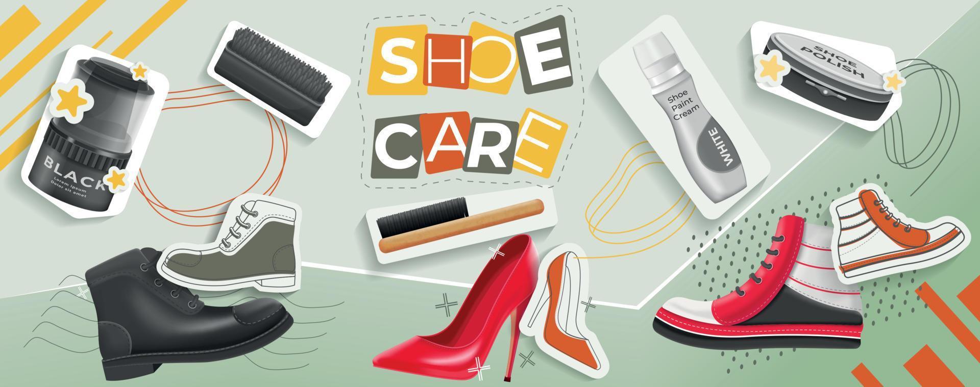 Shoe Care Collage vector