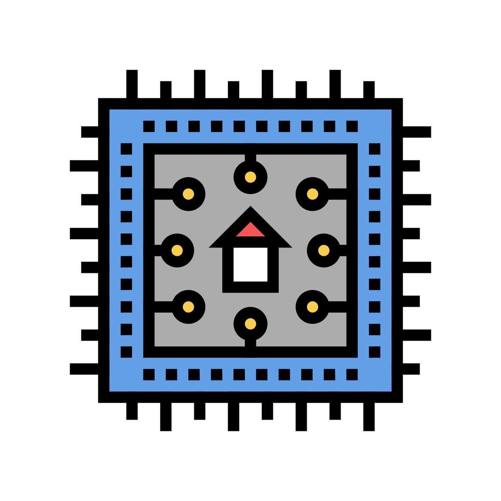 chip of smart home system color icon vector illustration
