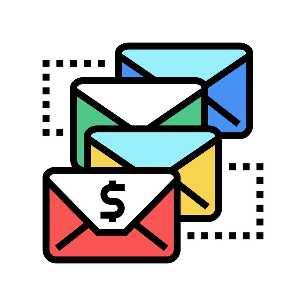 email sequence color icon vector illustration