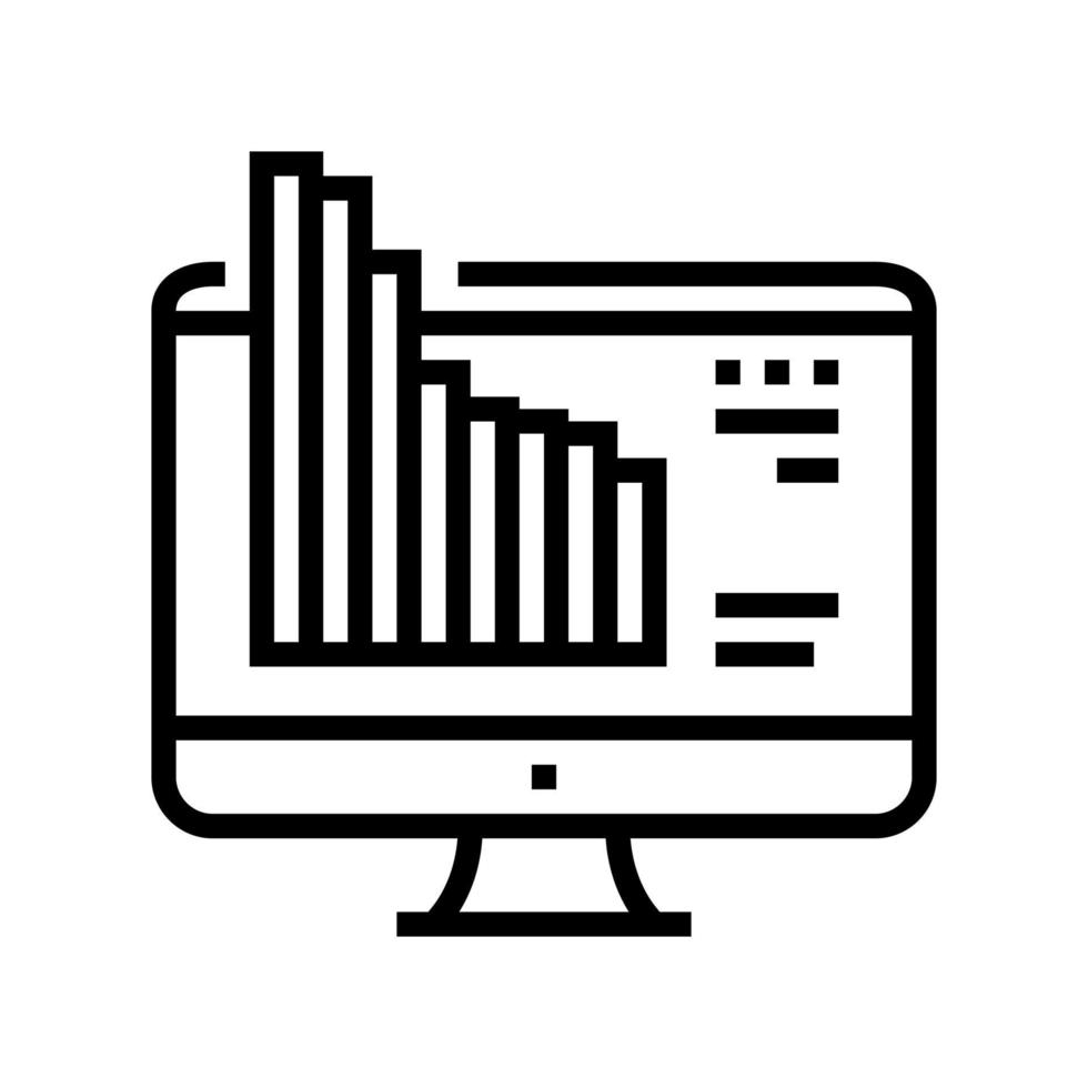 ilustración de vector de icono de línea de monitoreo de mercado en línea