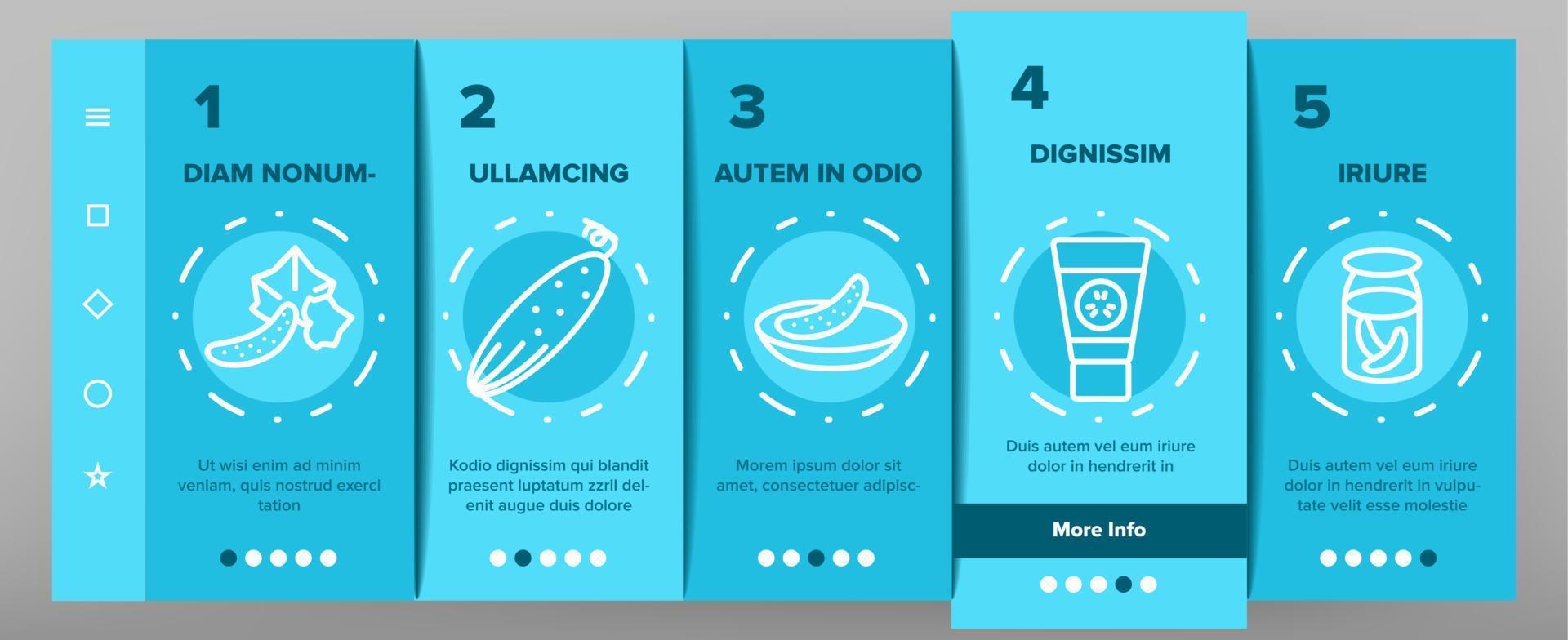 Cucumber Vegetable Onboarding Icons Set Vector