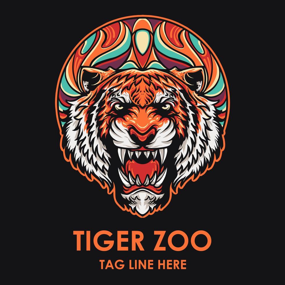 Tiger Zoo Logo Vector Illustration