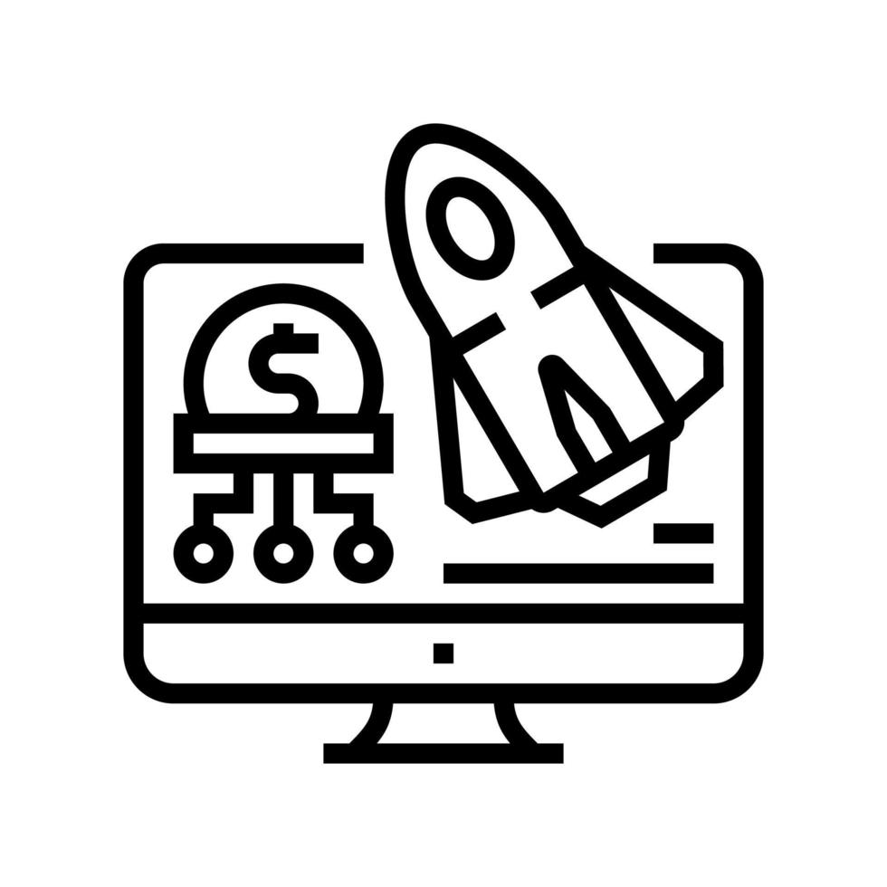 startup for earning money in internet line icon vector illustration