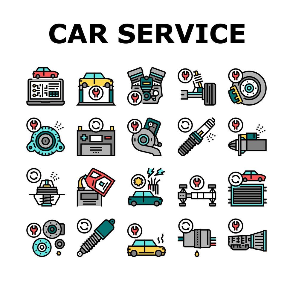 conjunto de iconos de colección de garaje de servicio de coche vector