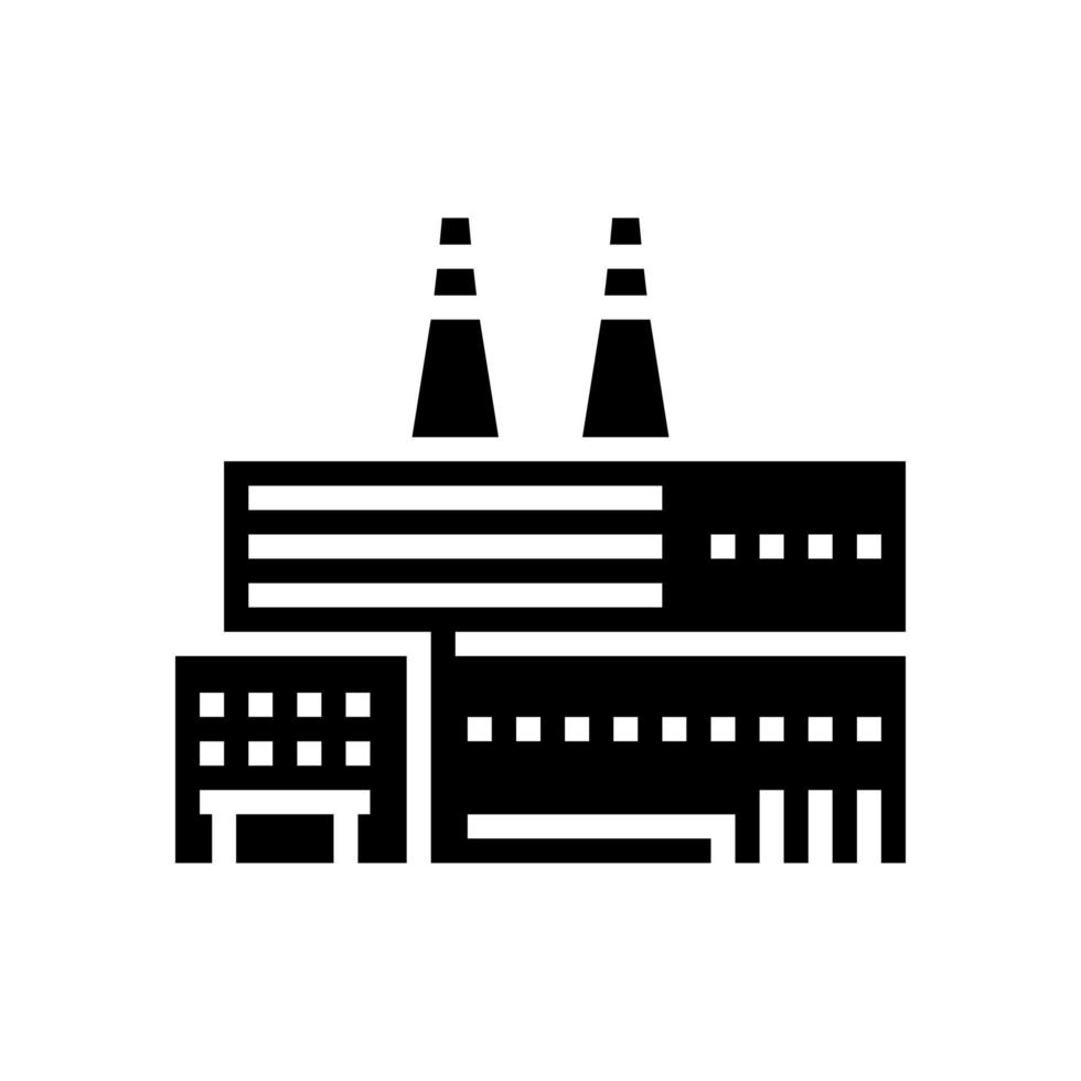 fábrica planta edificio glifo icono vector ilustración