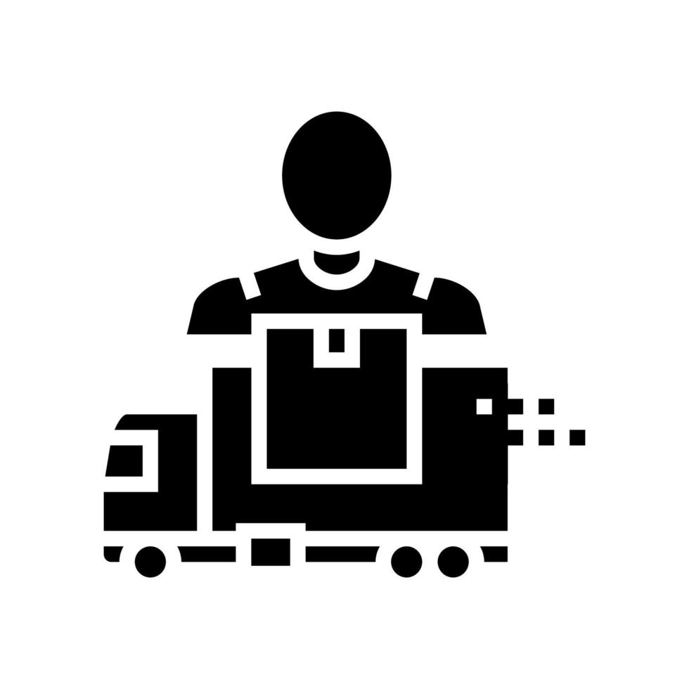 mover delivery service worker and truck glyph icon vector illustration