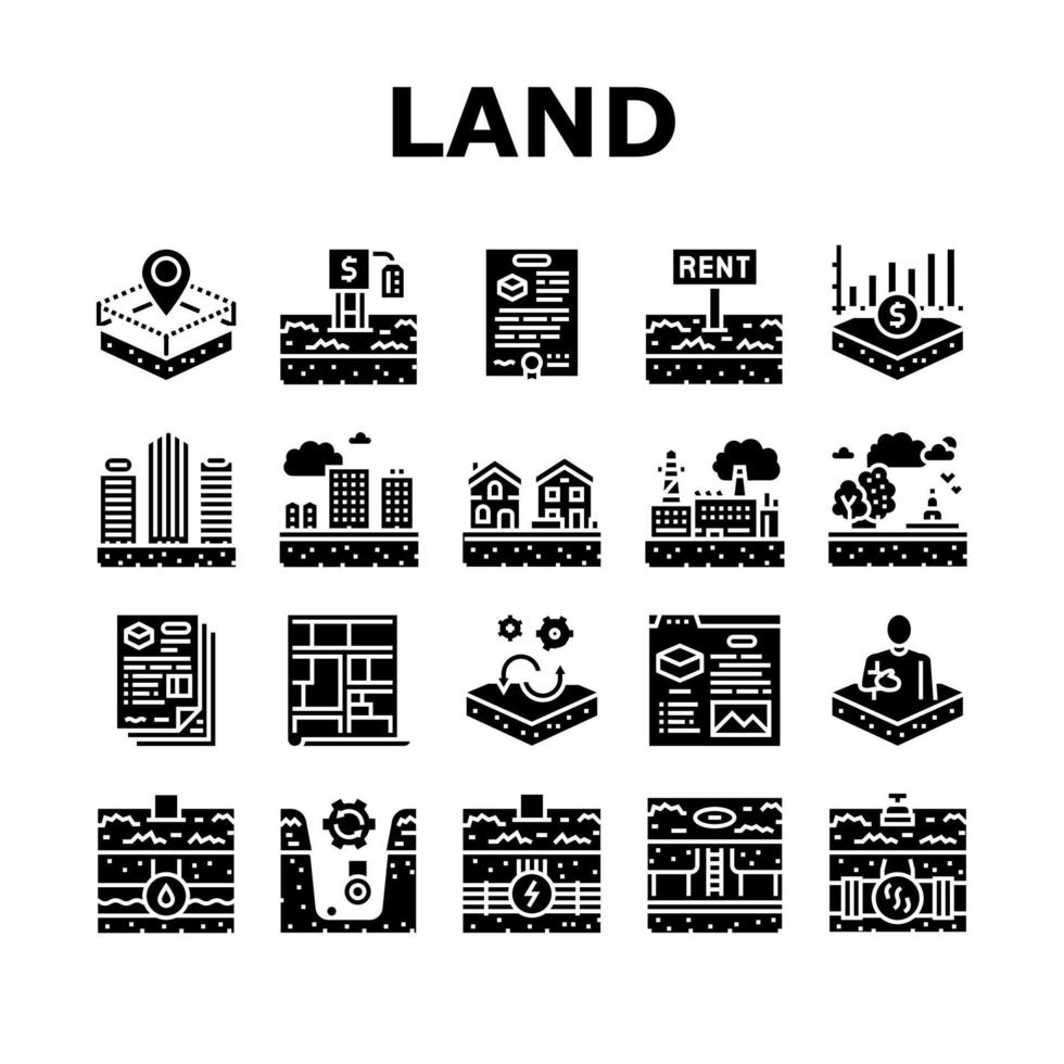 conjunto de iconos de colección de negocios de propiedad de la tierra vector