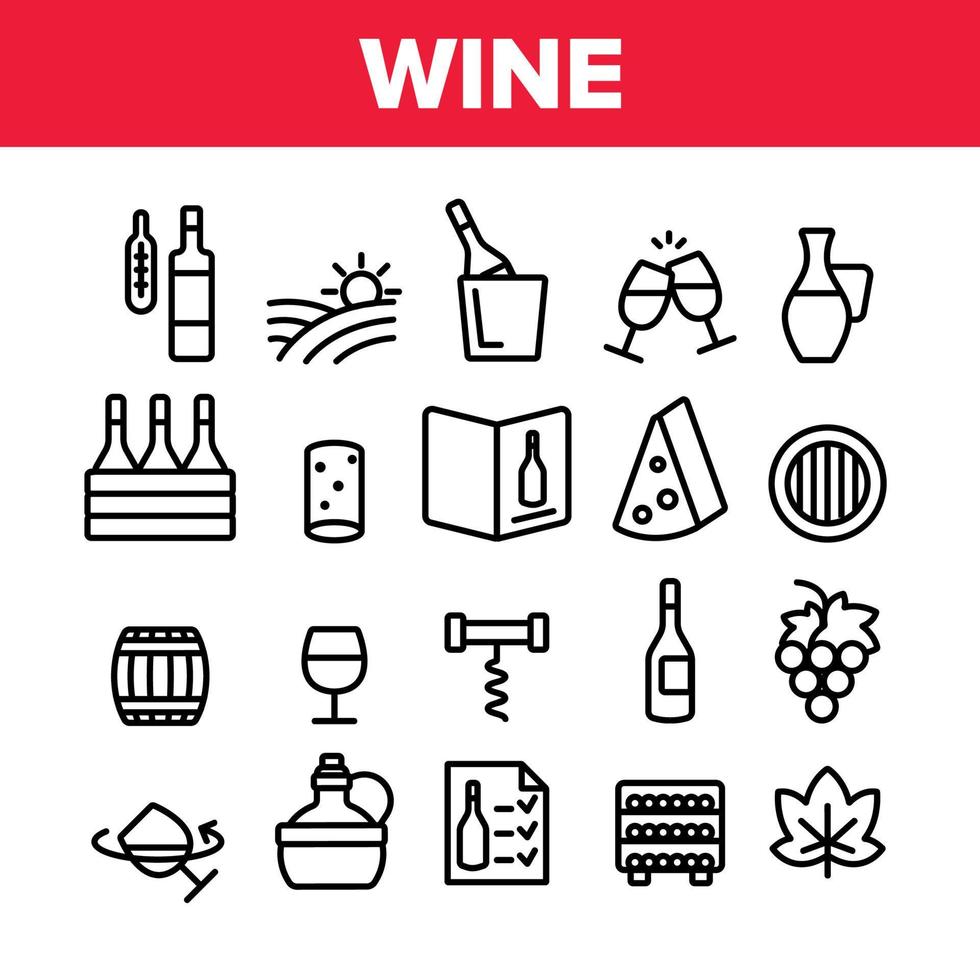Wine Product Collection Elements Vector Icons Set