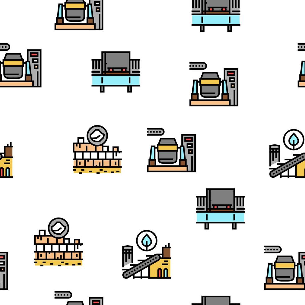 Quarry Mining Industrial Process Vector Seamless Pattern