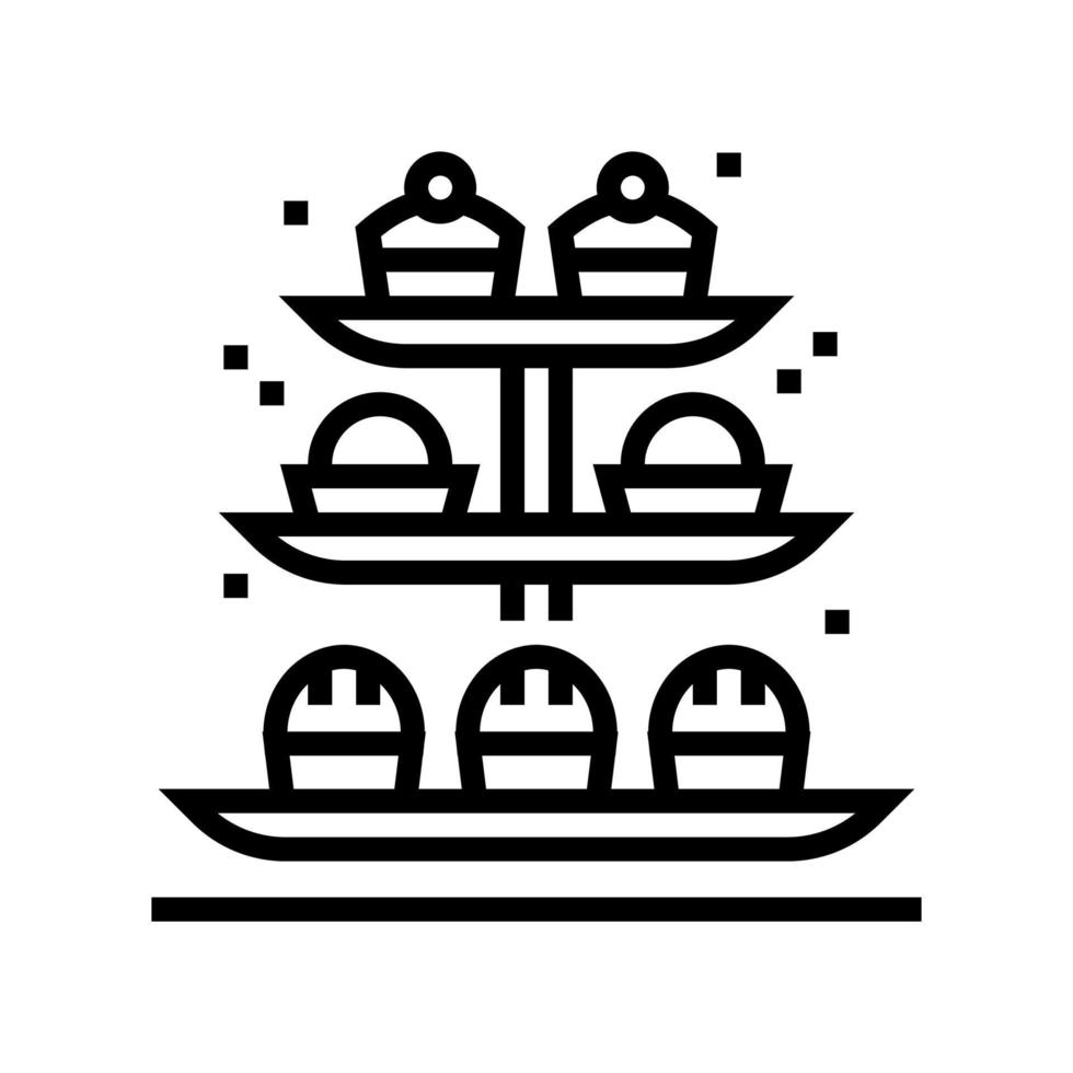 desserts on tray line icon vector illustration