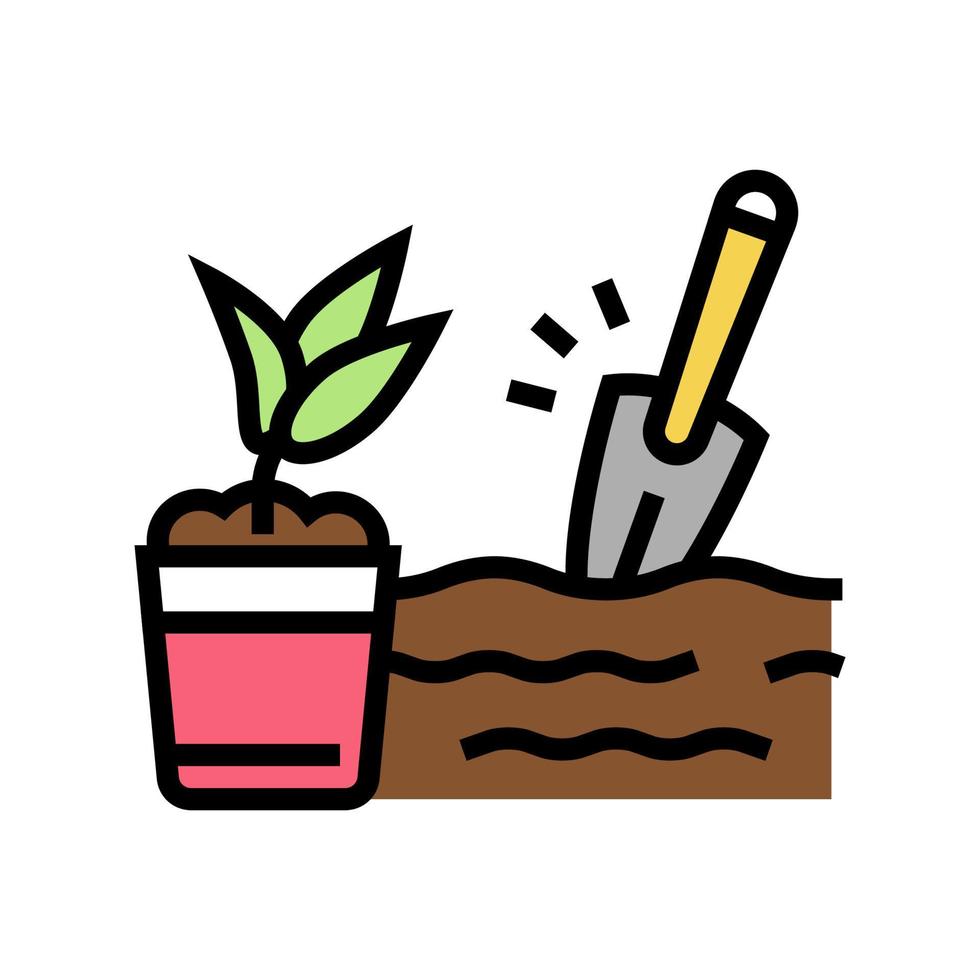 gardening elderly people occupation color icon vector illustration