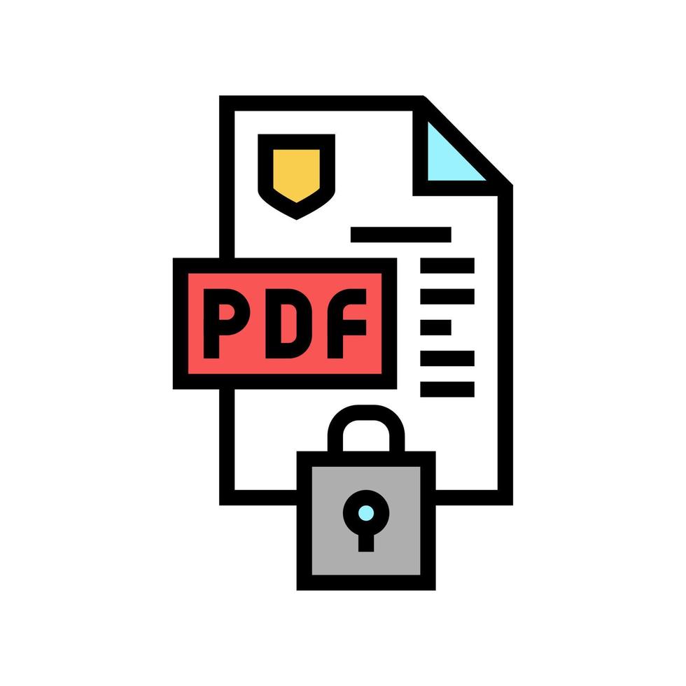 locked and protection pdf file color icon vector illustration